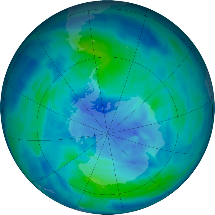 Antarctic ozone map for 26 March 2009
